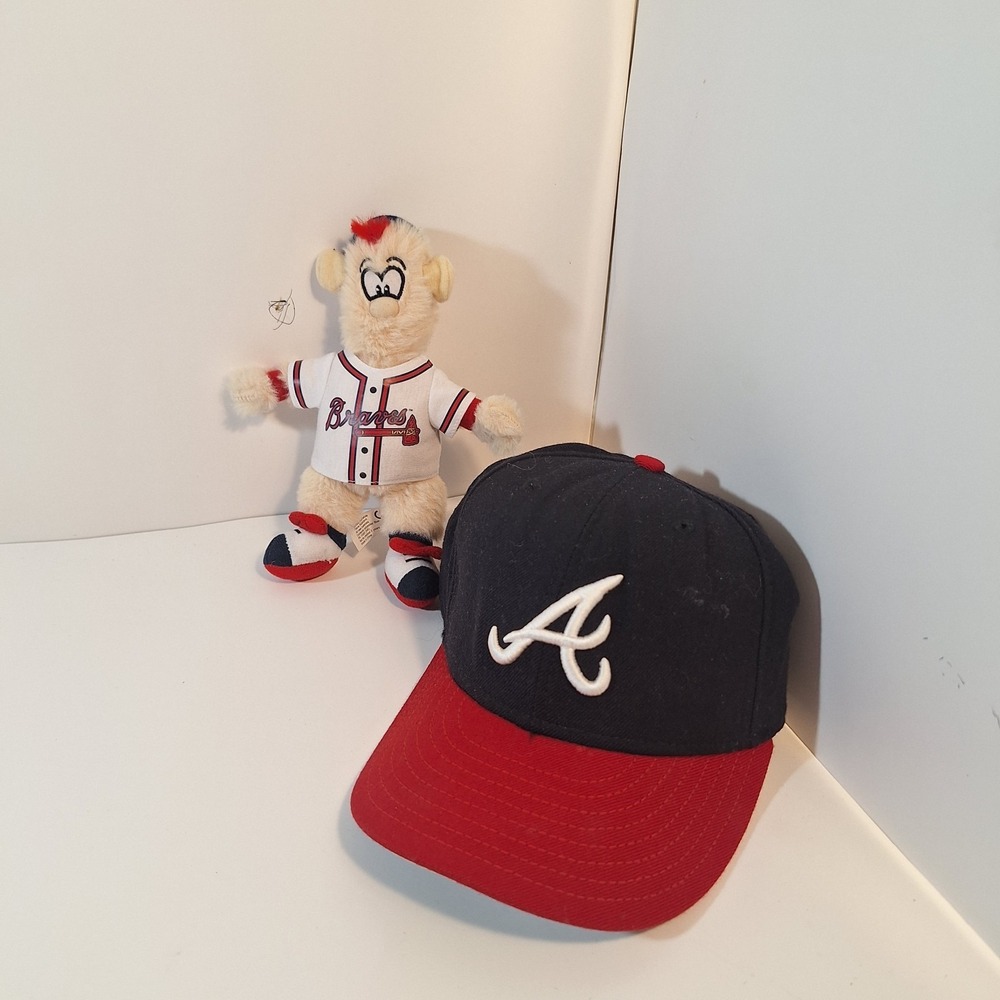 Atlanta Braves Blooper Plush Toy MLB Mascot Stuffed Animal 9" & Hat New Era 7 1/